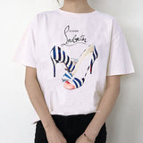 Newest watercolor high heels shoes print vogue t shirt femme funny t shirt women 90s hip hop punk shirt hipster streetwear