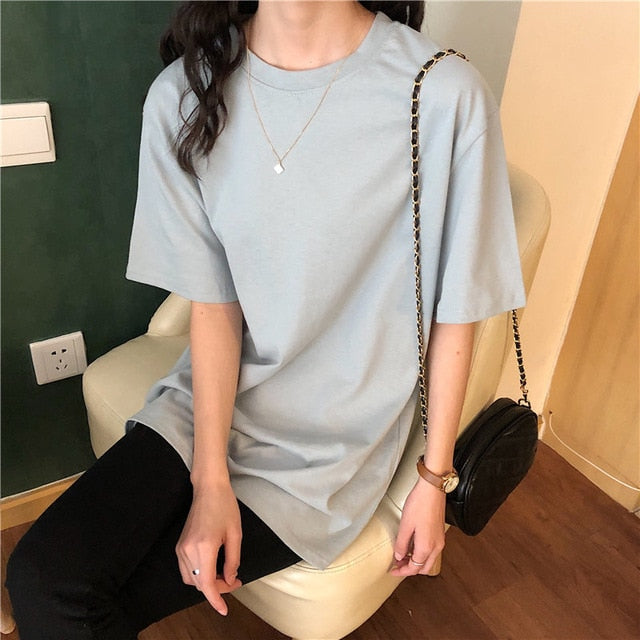 Alien Kitty 2020 New Soft Free Loose Hot Sale Solid Fresh Summer New T-shirt Women Fashion Natural Short Basic Shirt 4 Colors